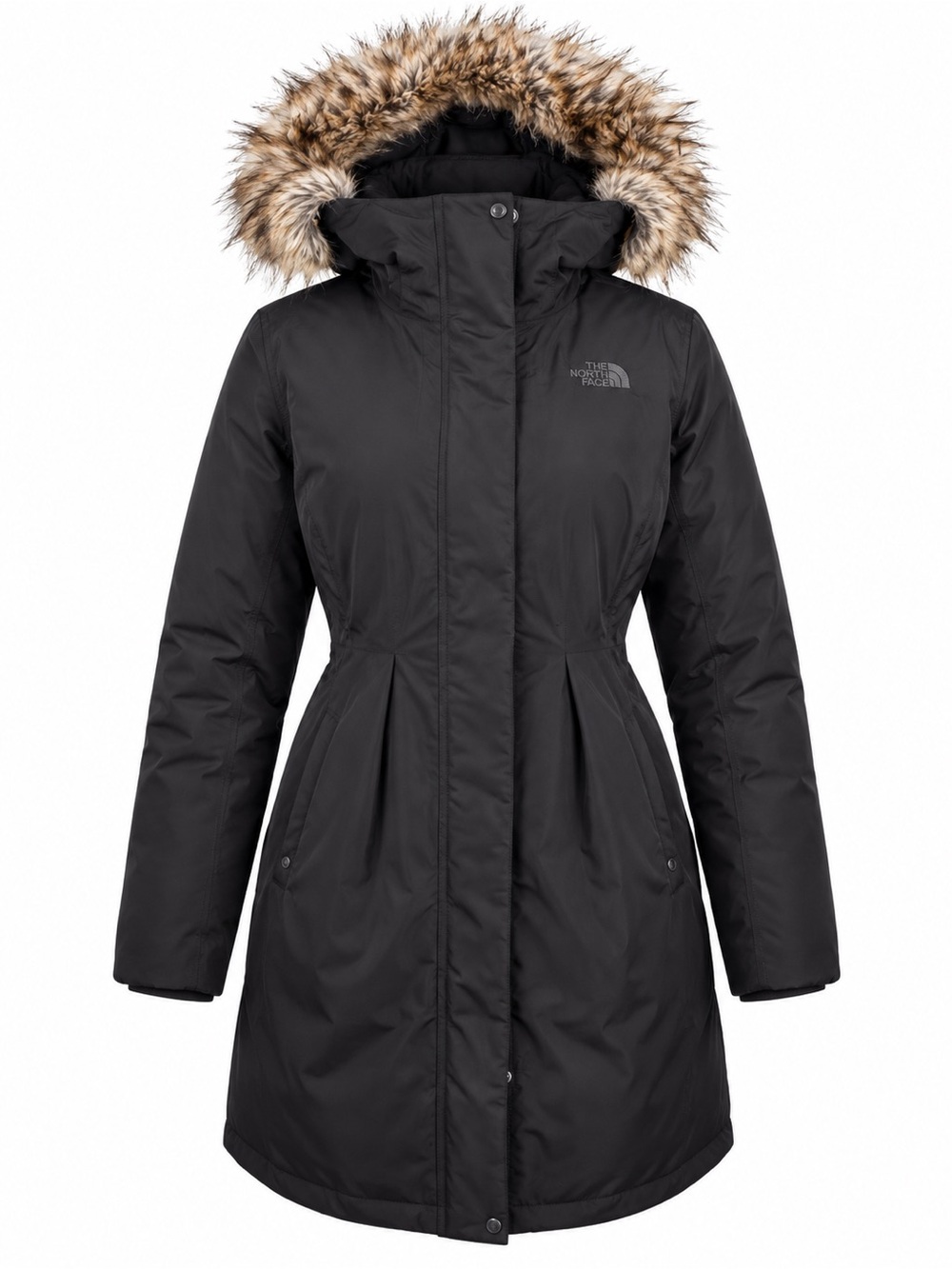 The North Face Women’s Transarctic Mama Parka MED. Black. Faux Fur trim on hood.
